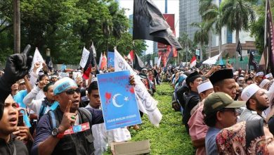 تصویر در اعتراض مردم اندونزی به سیاست چین در قبال اویغورها