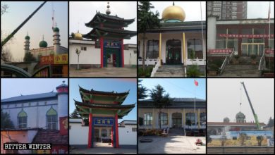 تصویر در موج جدید تخریب گنبدهای مساجد در استان های چین