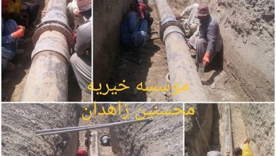 تصویر در آغاز پروژه آب‌رسانی به روستاهای جنوب بلوچستان توسط موسسه خیریه محسنین زاهدان