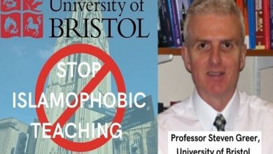 تصویر در انتقاد دانشجویان بریتانیایی از استاد اسلام‌ستیز دانشگاه بریستول