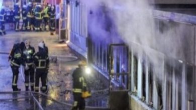 تصویر در آتش زدن مدرسه ویژه مسلمانان در سوئد