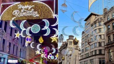 تصویر در میدان مشهور لندن به مناسبت ماه مبارک رمضان تزئین شد