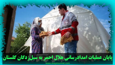 تصویر در پایان عملیات امدادرسانی هلال احمر به سیل‌زدگان گلستان