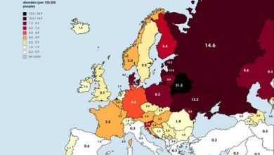 تصویر در مرگ ناشی از الکل در کدام یک از کشورهای اروپایی بیشتر است؟