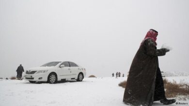 تصویر در بارش برف برای نخستین بار در کویت