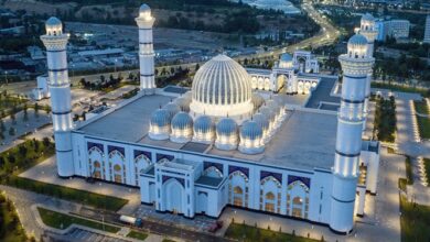 تصویر در افتتاح بزرگ‌ترین مسجد آسیای میانه در تاجیکستان